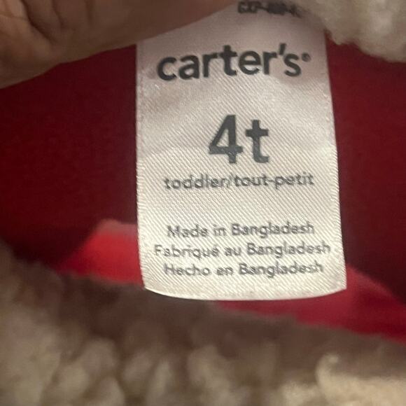 Carters Boy 4T Puffer Vest Sherpa Collar Fleece Red Gray Zip Up Winter Jacket - Picture 5 of 7